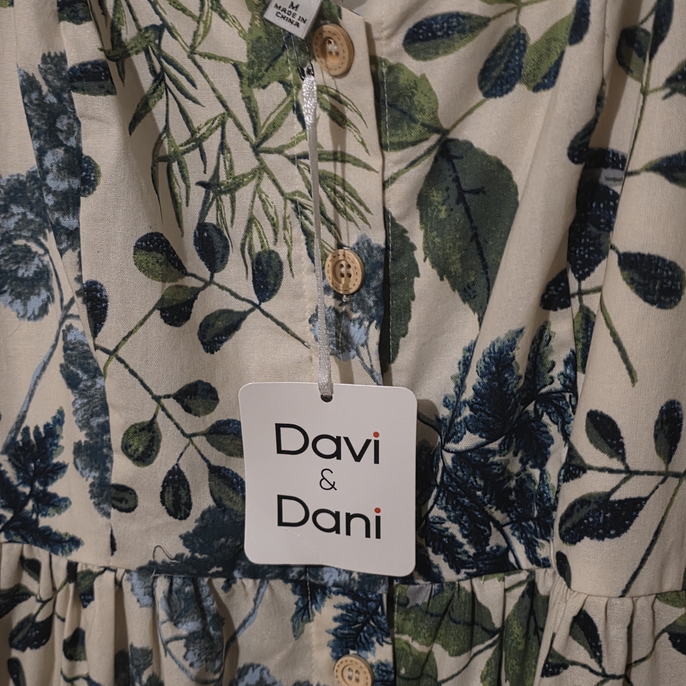 DAVI & DANI Leafy Button-Down Dress - Picture 2 of 3